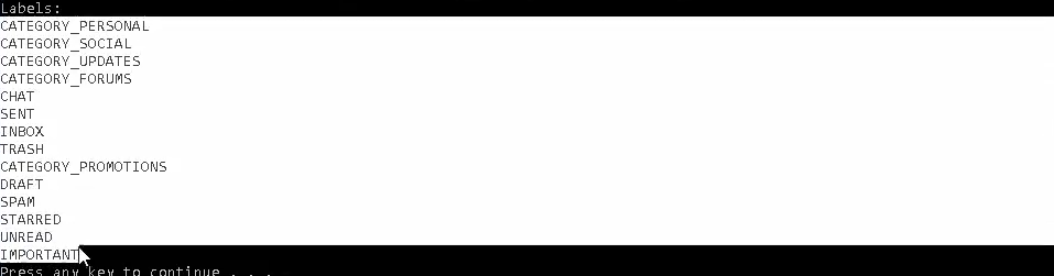 Gmail Authorization Category