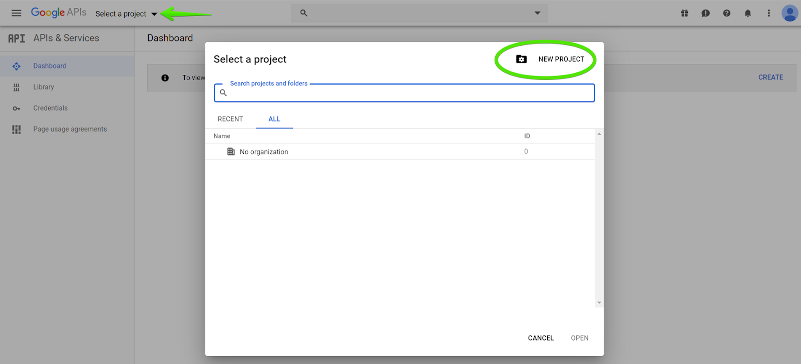 Create Google Console Project