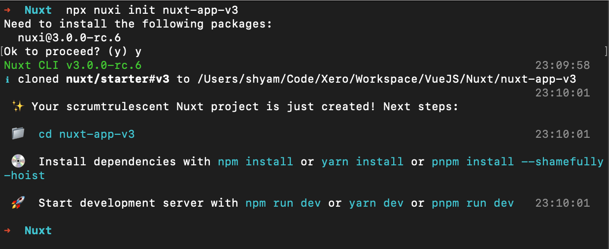 Nuxt JS V3 Create App