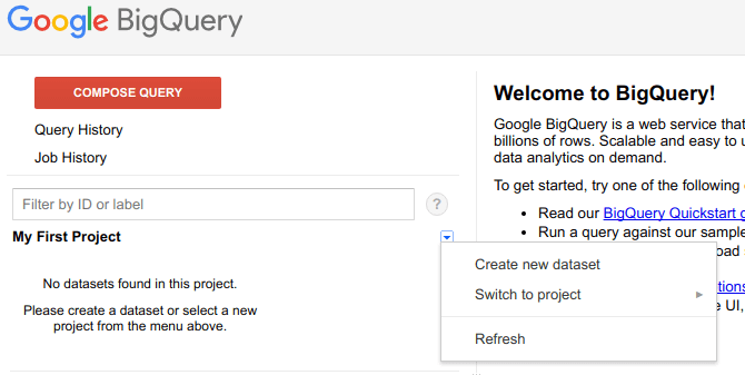 Create New BigQuery Dataset